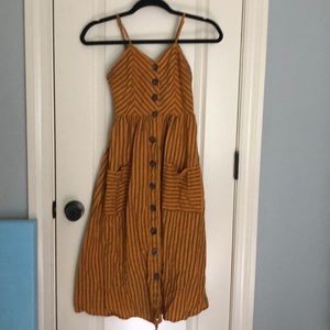 girls mustard dress with black stripes